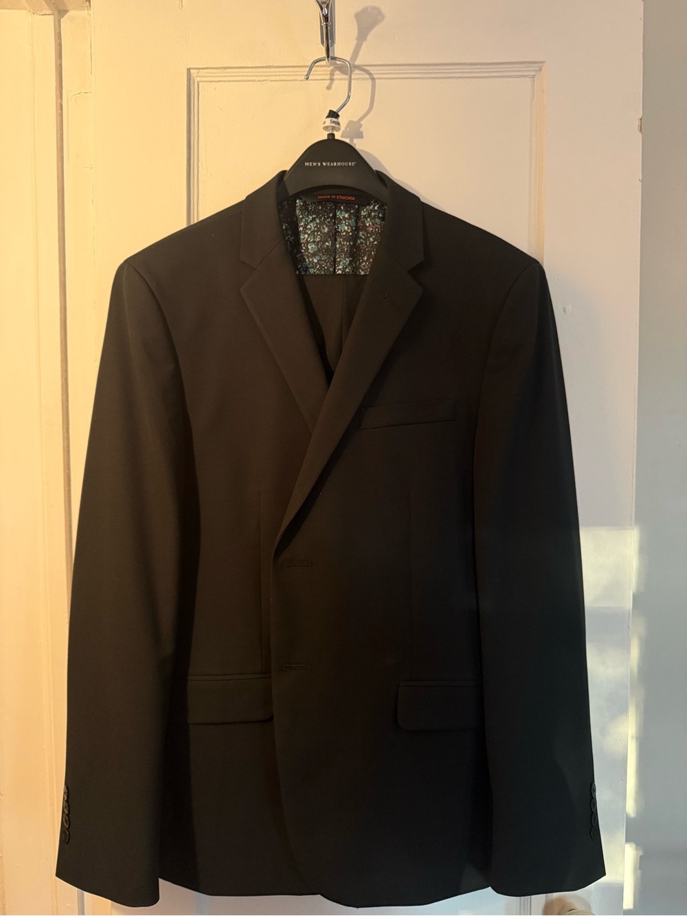 Egara Black Men's Sport Coat with Floral Inner Lining